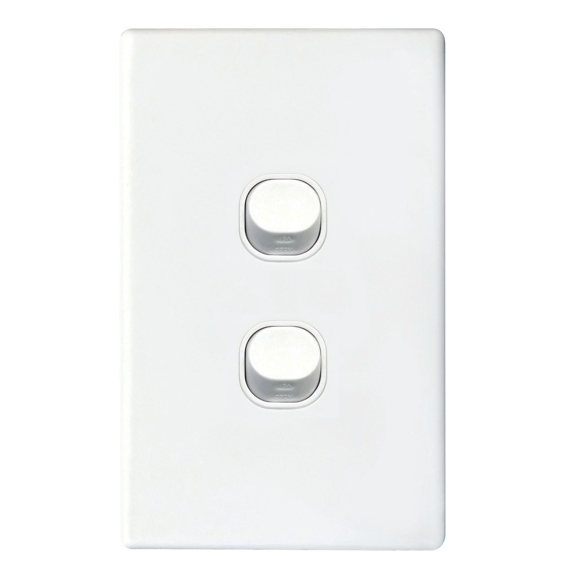 2Gang 16Amp Wall Switch - White
